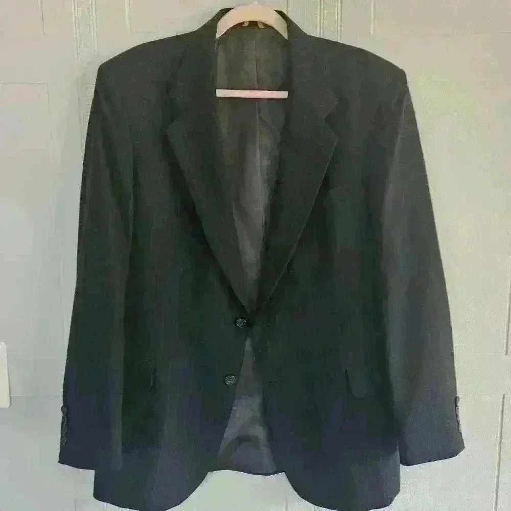 Sterling and Hunt Luxe Dark Navy Pinstripe 100% Wool Blazer Sz 42R EUC